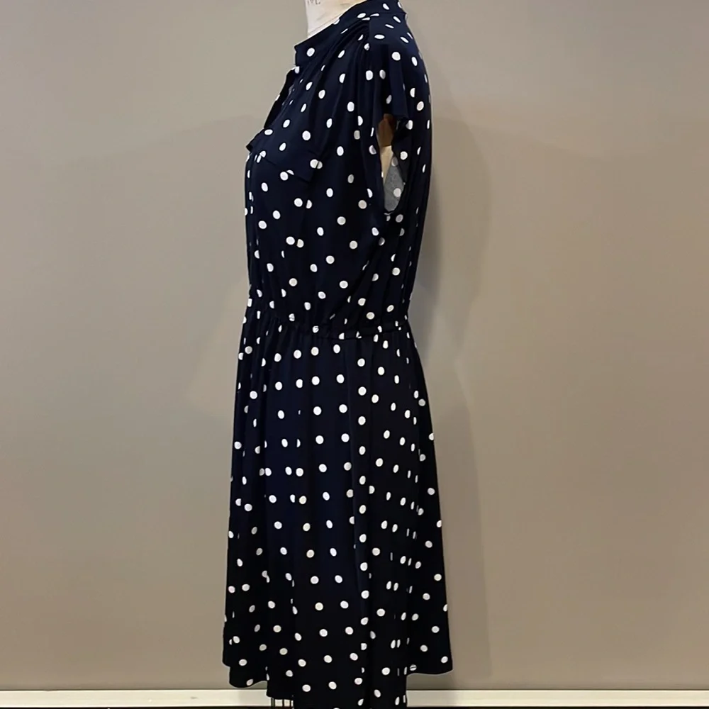 Roz & Ali cap sleeve polka dot cinch waist midi dress - Picture 3 of 7